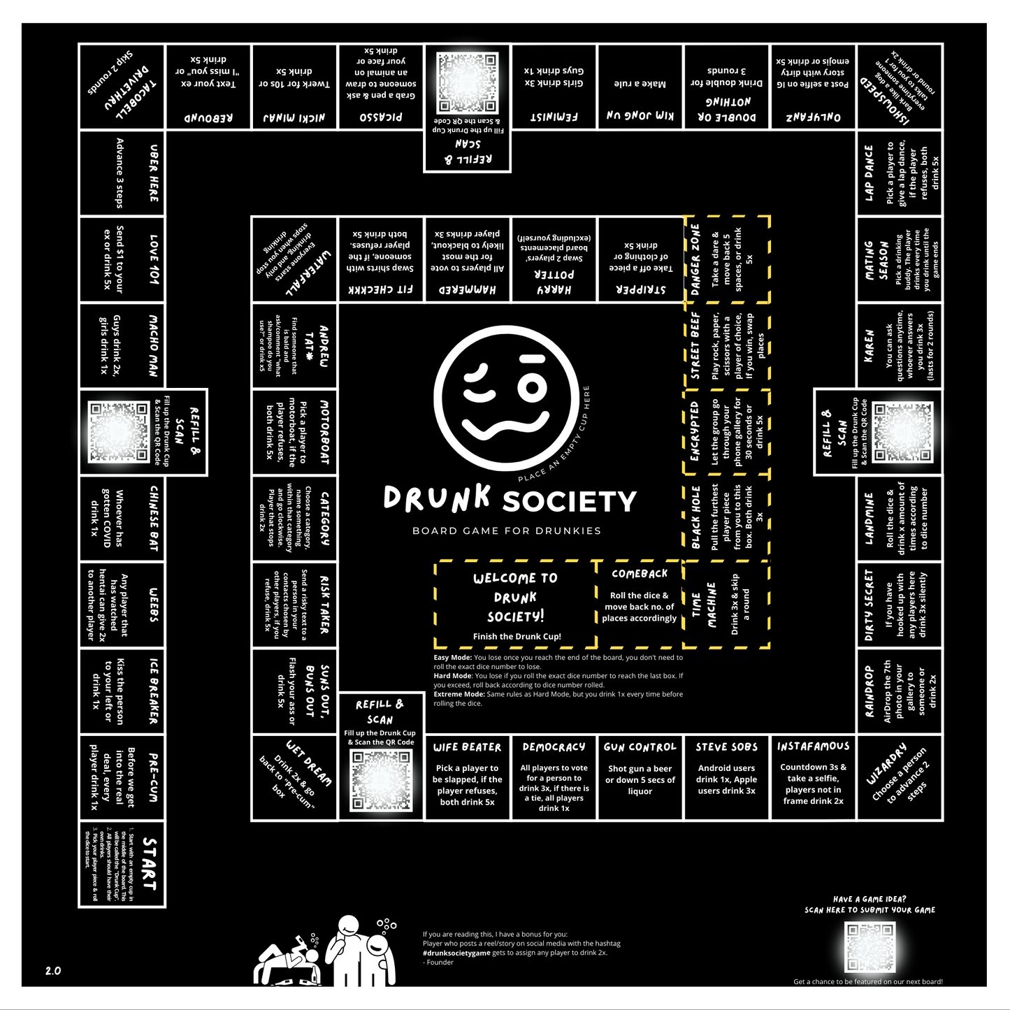 Drunk Society Board Game 2.0 (Black Edition)